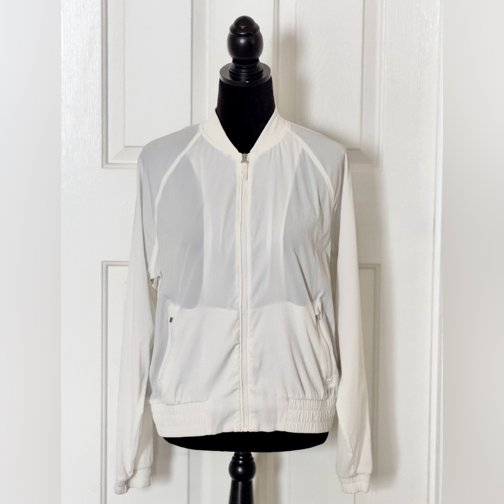 ATHLETA Women's Off-White Bomber Athleisure Jacket. Size M